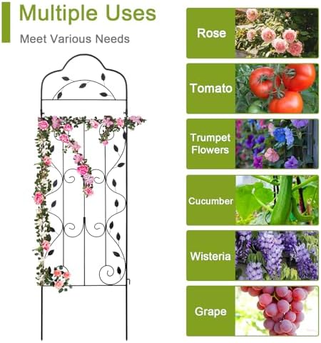 hogardeck Metal 60 * 18in Garden Trellis 2-Packs for Climbing Plants Flowers Vegetables Planting Arched Outdoor Decoration for Courtyards Lawns Gardens - Image 6