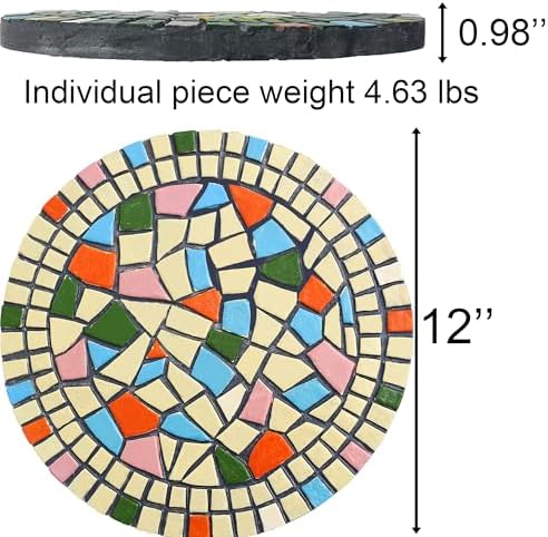 Outdoor Circular Mosaic Anti Slip Stepping Stones, Beige 12“ - Image 6