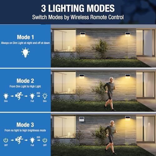 Peasur Solar Lights Outdoor Motion Sensor Waterproof, 6Pack 140LED White Solar Powered Fence Lights, 3 Modes Security Wall Lights for Garden Yard Outside Warm - Image 4