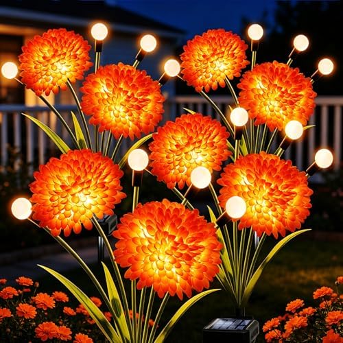 VOOKRY Solar Flowers Outdoor Waterproof, 8 Pack Garden Lights with Swaying Firefly Lights, Flower Light Garden Decor for Yard Patio Pathway Lawn Grave, Gardening Gifts for Women Mother's Day by VOOKRY
