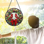 Cardinals Green Wreath Stained Glass Window Hanging Suncatcher Gifts 9.8" - Image 3