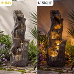 39.0" Tall Outdoor Water Fountain, 4 Tier Cascading Bowls and Stacked Water Fountain with LED Lights, for Yard Décor, Backyard, Patio and Deck (39.0'') - Image 5