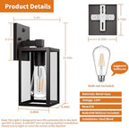 2 Pack Dusk to Dawn Exterior Lighting Fixtures Wall Mount, Sensor Outside Front Porch Lights for House, Outdoor Lantern Lamp, Waterproof Wall Sconce Lights, Black Coach Light for Garage Entryway - Image 6
