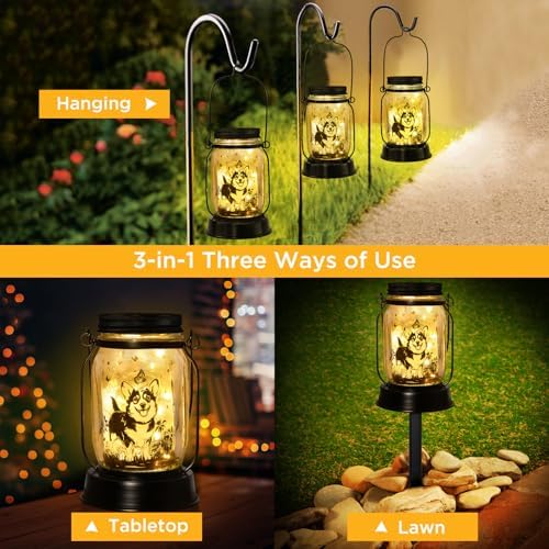 kyoryuger Corgi Gifts for Women/Men Corgi Solar Lanterns Dog Mom Birthday Dog Lovers Lantern Pet Loss Pet Memorial Lights Solar Garden Decoration for Yard, Patio,Backyard,Porch Torches - Image 3