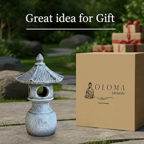 OLOMA Concrete Japanese Garden Lantern Statue Outdoor Pagoda Zen Sculpture Handmade Asian Garden Decor Patio Yard Pathway Meditation Garden Landscape Accent - Image 7