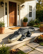 Teaeeno Garden Alligator Decor Outdoor,Crocodile Sculpture for Stuff Pond Decor,Florida Alligator Sculpture for Yard Art,Realistic Wild Animal,Reptile Figure,Florida Alligator,Perfect for Man(Black) by Teaeeno
