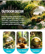 12 Inch Stainless Steel Gazing Ball, Gold Mirror Sphere for Garden Décor - Image 3