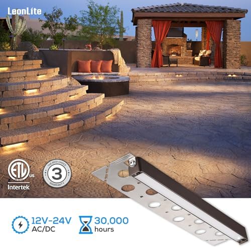 LEONLITE 4-Pack 12 Inch LED Hardscape Lighting, 3W/5W/7W, 2700K Soft White - Image 5