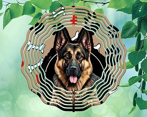 10 Inch German Shepherd GSD Dog Puppy Wind Spinner Yard Decor Aluminum Sublimated Garden Art Indoor Outdoor 3D Kinetic by Unknown