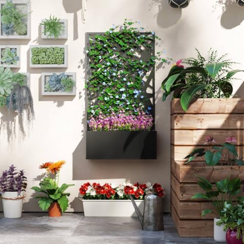 Outsunny Metal Raised Garden Bed with Trellis, Irregular Line Cut-Outs - Image 6