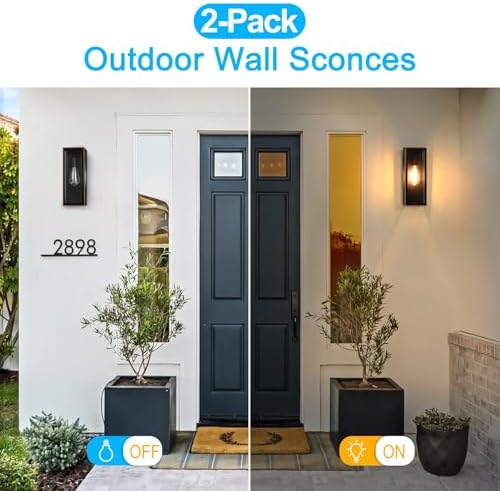 VerRon Outdoor Wall Light Fixtures, Modern Exterior Wall Lanterns, 2-Pack - Image 5