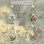 DASTOLL Stained Glass Window Hanging 4 Pcs Set Pink Green Insect Theme Large 11.8" - Butterfly Suncatcher Door Garden Sun Catcher Decor Birthday Christmas for Mom Woman Nana Men - Image 6
