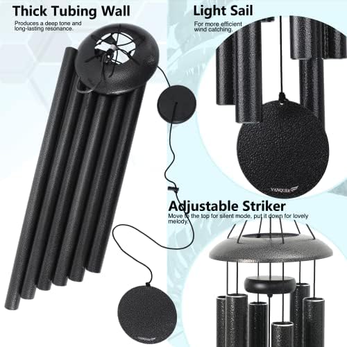 Vanquer Wind Chimes for Outside Deep Tone - 48'' Wind Chimes Outdoor Clearance, Deep Tone, Windchimes Outdoors, Memorial, Sympathy Gifts, Patio Yard, Home Décor (48" Grey) - Image 3