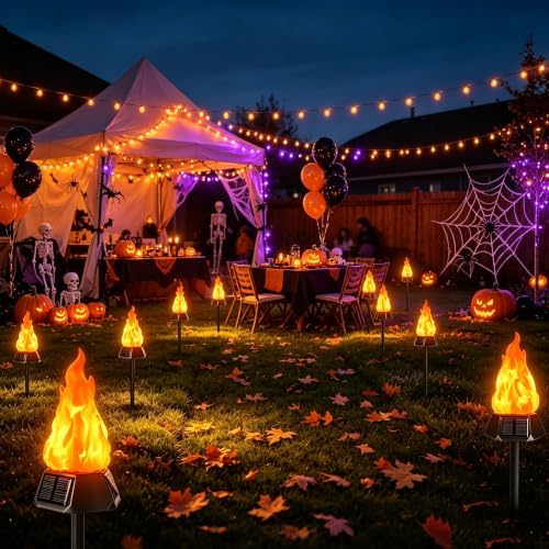 Toodour Solar Halloween Lights Outdoor, 8 Pack Solar Torch Light Waterproof - Image 3