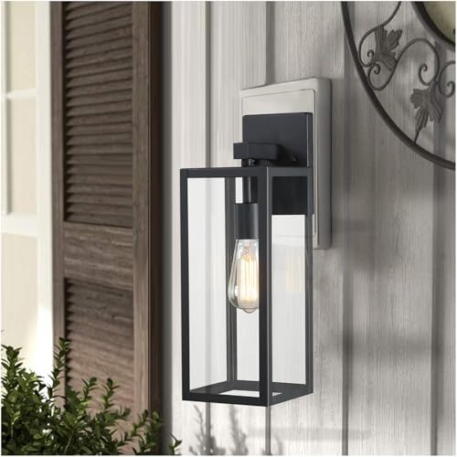 2 Pack Large Outdoor Sconce Lights,18 Inch Outdoor Wall Lantern Light,Exterior Sconce Metal and Glass Large Porch Light, Black Outdoor Lanterns for Front Porch Garage Balcony - Image 5