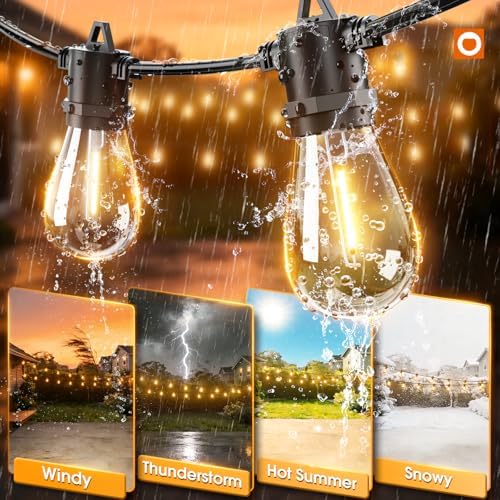 addlon 36FT LED Outdoor String Lights, Waterproof Dimmable Bulbs for Patio - Image 4