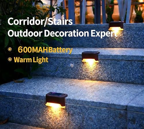 4 Pack Solar Step Lights, Waterproof Outdoor LED Deck Lights, Black Solar Stair Lights for Garden, Patio, Fence, Yard, Staircase - Image 4