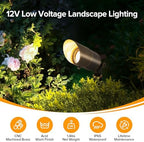 LUTEC Solid Brass Low Voltage Landscape Lighting, 12V Heavy Duty Waterproof Landscape Spotlights, Adjustable Bronze Uplights Outdoor Fixtures for Garden Yard Pathway Tree with MR16 Bulb - Image 2
