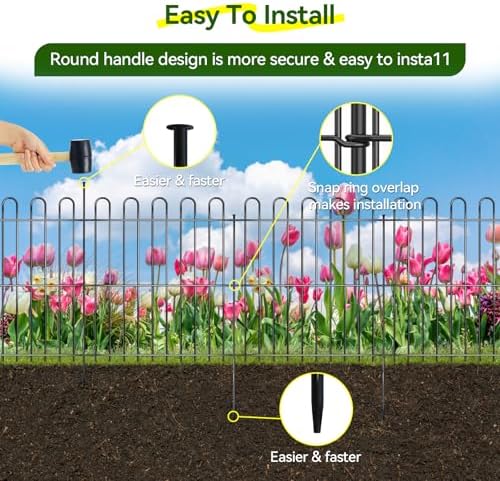 25 Panels Decorative Garden Fence, 50ft X 32in Rustproof Metal Animal Barrier Fence, No Dig Fence Garden Fence, Arched Flower Bed Edging Ornamental Wire Border Fencing for Outdoor Yard, Patio Decor - Image 3