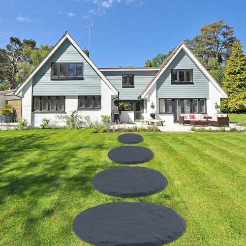 4Pcs Large Stepping Stones Outdoor Garden Walkway, Durable Plastic Pavers for Patio, Pathway, and Landscaping, Weatherproof Stepping Stones with Ground Stakes for Easy Installation (Round Grey) - Image 6
