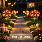 Solar Sunflower Lights Outdoor Garden Decor, 4 Pack Solar Brown Flowers Lights with 24 Sunflowers, Waterproof Fall Decor Stake Decorative Light Auto ON/Off for Garden Yard Patio, Gift for Women - Image 7