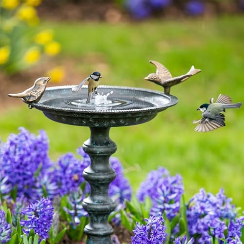 Evergreen Garden Hummingbird Bird Baths for Outdoors Heavy Duty | Metal Bird Bath Bowl with Stand | Ground Standing Bird Bath and Feeder for Garden Yard Deck - Image 5