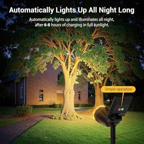 Solar Lights Outdoor Spot Light: 4 Pack 120°&180° Adjustable Bigger LED Solar Spot Lights Outdoor Waterproof - Landscape Lighting Spotlights for Garden, Yard, Pathway, Tree, Flag, Wall (Warm White) - Image 4