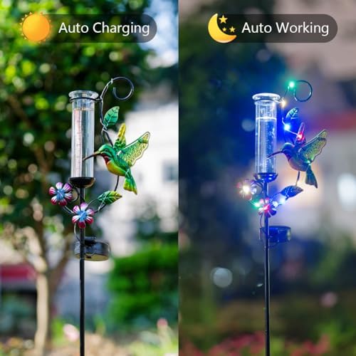 Hummingbird Rain Gauge with 5 Inch Glass Tube, Solar Rain Gauge - Image 3