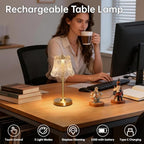 Shenmoyl Cordless Touch Table Lamp with 5200mAh Battery - 3 Adjustable Color Temperatures & Dimmable, Rechargeable Desk Lamp for Bedroom, Living Room, Office, Entryway, Bookshelves (Transparent Rose) - Image 3