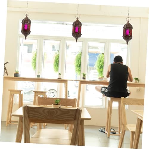 Moroccan Style Hanging Candle Holder with Glass and Iron Golden - Image 5