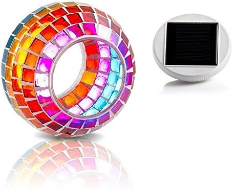 Mosaic Solar Light, Outdoor Table Lamps Waterproof Solar Glass Ball LED Garden Lights Color Changing Solar Table Lantern for Patio,Party,Yard,Outdoor/Indoor Decorations Presents(Rainbow) - Image 3