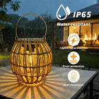 Solar Lanterns Outdoor Waterproof, Rattan Solar Outdoor Lanterns 2 Pack - Image 2