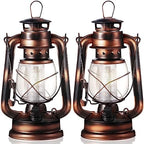 Hortsun 2 Pieces 8 Inch Vintage LED Hurricane Hanging Lantern by Hortsun