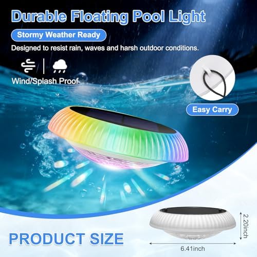 Solar Floating Pool Lights 6.5" Solar Pool Lights RGB 2Pcs - Image 6