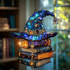 Witch Hat and Magical Books Acrylic Suncatcher by AVAGAN