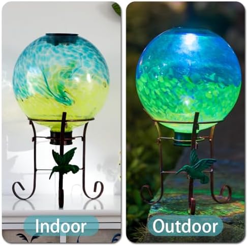 10" Diameter Solar Color-Changing Gazing Ball with Metal Stand - Image 4