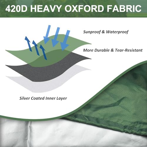 MECCANIXITY Zipper IBC Tote Cover 275 Gallon, 420D Heavy Oxford Waterproof Sunshade Rain Barrel Water Tank Protective Cover for 1000L Outdoor Garden, (39.37 x 47.24 x 45.66 Inch, Green) - Image 4
