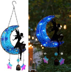 Memorial Wind Chimes Solar Hanging Glass Moon Lights Metal Fairy Angel Outdoor Wind Chimes for Mom Loved One Gifts by SUBOLO