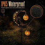 2 Pack Solar Halloween Pumpkin Moon Black Cat Garden Stake Lights Outdoor - Image 3