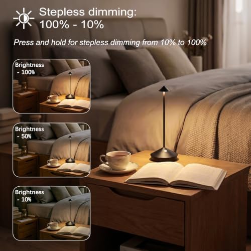 2-Pack Cordless Rechargeable Table Lamps (Black Classic) - Image 3