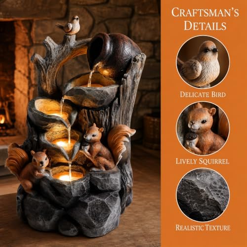 30" Tree Stump Water Fountain with LED Lights, Outdoor Garden Decor - Image 6