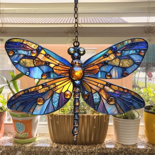 Tiffany Style Dragonfly Acrylic Suncatcher - Image 4