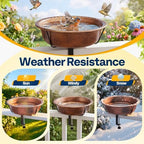 VIVOHOME Deck-Mounted Bird Bath with Adjustable Metal Clamp, Bronze - Image 3