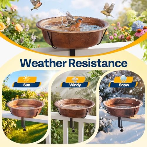 VIVOHOME Deck-Mounted Bird Bath with Adjustable Metal Clamp, Bronze - Image 3