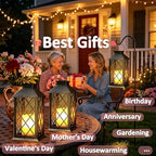 2 Pack 14" Large Tempered Glass Solar Lanterns Outdoor Waterproof, Bronze - Image 2