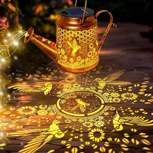 Big Solar Lanterns Outdoor Waterproof, Gifts for Mom Grandma Women Wife Daughter Mother's Day, Hummingbird Sunflower Watering Can with Shepherd Hook, Hanging Lanterns, Solar Path Lights Outdoor Decor - Image 2