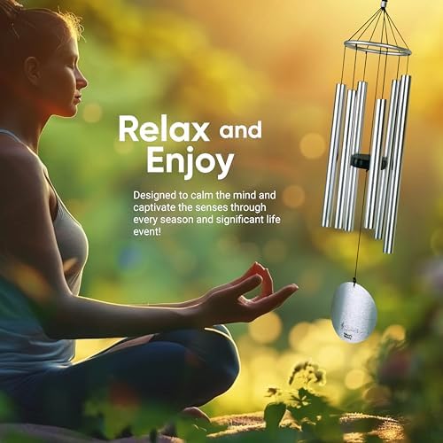 Nature’s Melody Aureole Tunes Wind Chimes – Outdoor Windchime with 6 Tubes Tuned to C Pentatonic Scale, 100% Rustproof Aluminum, Powder Finish & S Hook Hanger for Sympathy, Memorial Gift or Zen Garden - Image 3