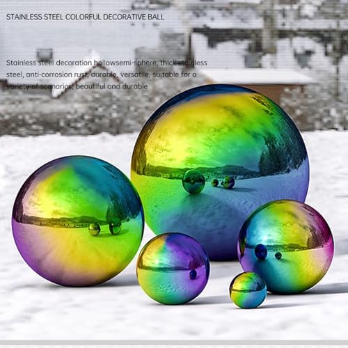Stainless Steel Gazing Globe Mirror Ball, Garden Reflective Ball Decorations Outside House Decor Outdoor Decorations Mirror Polished Ball to Any Garden or Home (Colorful, Dia: 8 inch) - Image 2