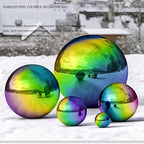 Stainless Steel Gazing Globe Mirror Ball, Garden Reflective Ball Decorations Outside House Decor Outdoor Decorations Mirror Polished Ball to Any Garden or Home (Colorful, Dia: 10 inch) - Image 2