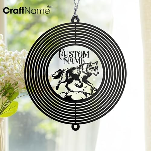 Personalized Wolf Metal Wind Spinner, Custom Wolf Spinner Hanging Indoor Outdoor Decor, Perfect House Warming Gifts New Home, Custom Gift for Grandmother, Mom, Dad, Wife, Daughter - Image 4